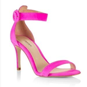 L'AGENCE Gisele III Suede Ankle Strap Sandals Hot Pink Size EU 37